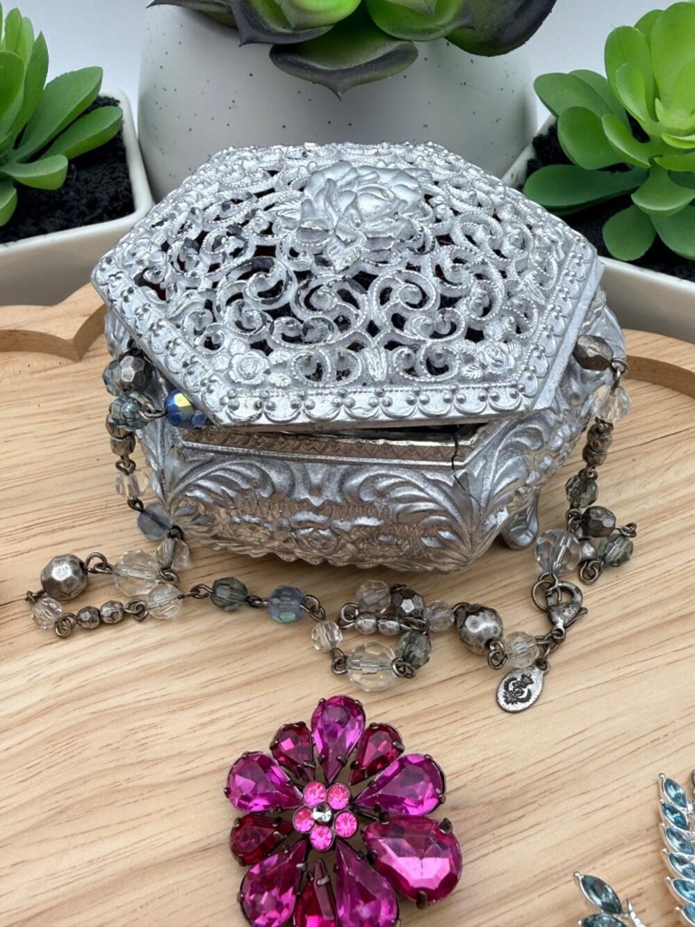 VTG Jewelry Lot Brooch Necklaces Earrings Jewelry Box Anne Klein 925 Prem Design - Picture 11 of 16